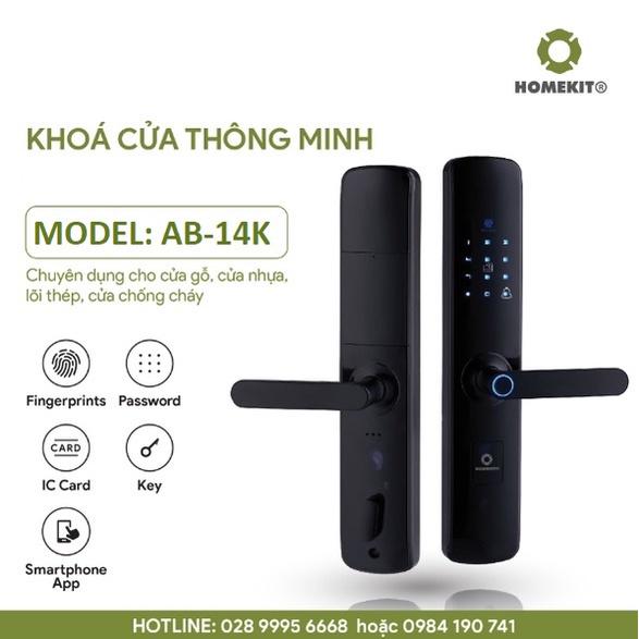 Khóa cửa vây tay điện tử thông minh HOMEKIT AB-14K tích hợp 5 tính năng, kết nối App Tuya Smart, chống cháy nổ