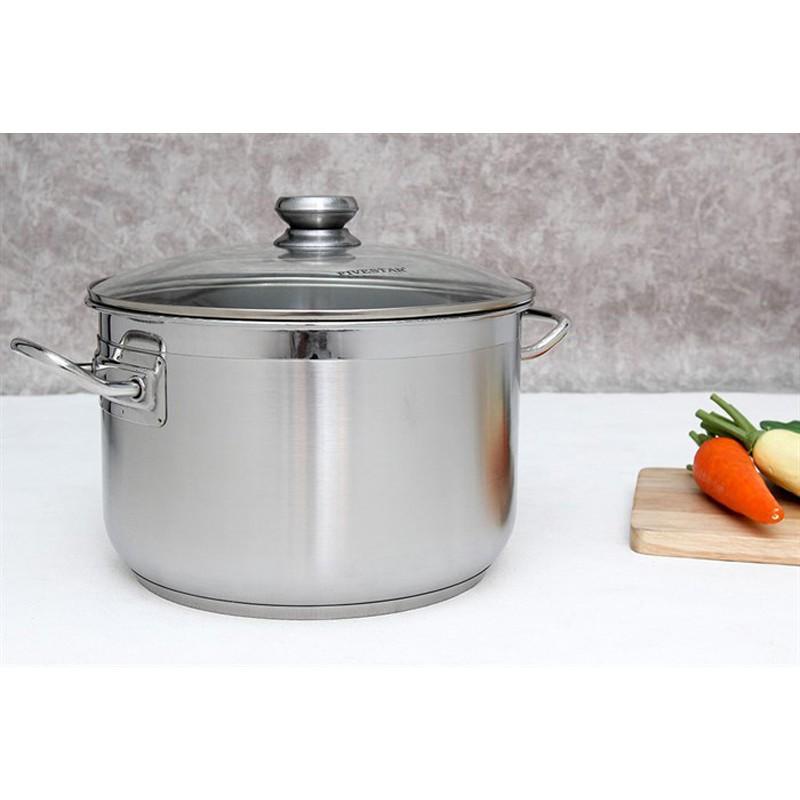 Nồi luộc gà FiveStar inox 430 nắp kính, tặng 2 muỗng canh (26cm / 28cm / 30cm / 32cm), 3 đáy dùng bếp từ, hồng ngoại,gas