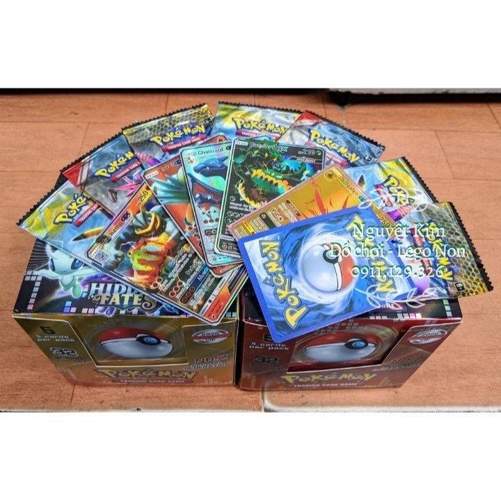 Hộp 32 Túi Thẻ Bài Pokemon VIP 2022 - Hộp 160 Thẻ Bài PokeMon Loại Đẹp In Lấp Lánh