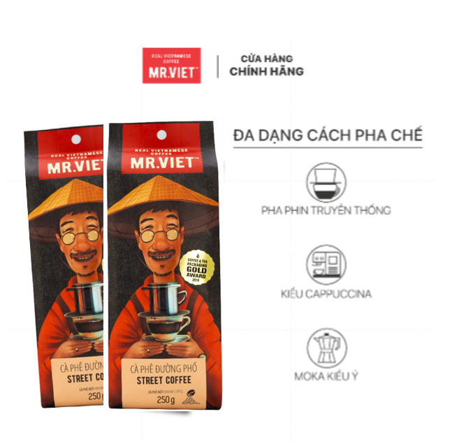 MR.VIET Cà Phê Đường Phố - Cà Phê Rang Xay Túi 250g