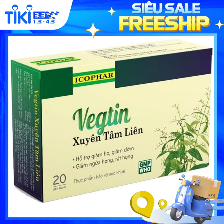 Xuyên Tâm Liên Vegtin hỗ trợ giảm ho khan, ho đờm, ngứa rát họng