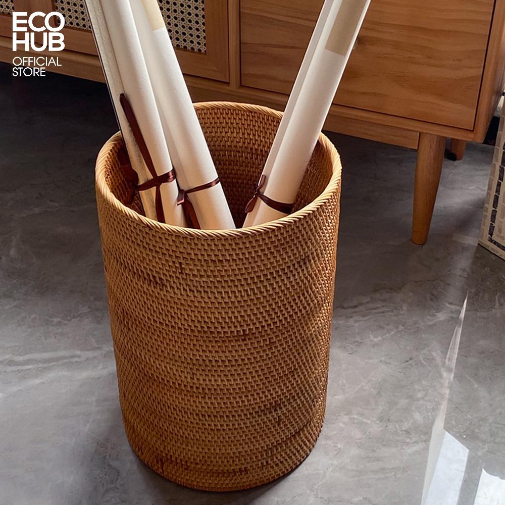 Giỏ mây đựng đồ hình trụ ECOHUB 28X22cm (Cylindrical Rattan Basket) E00315