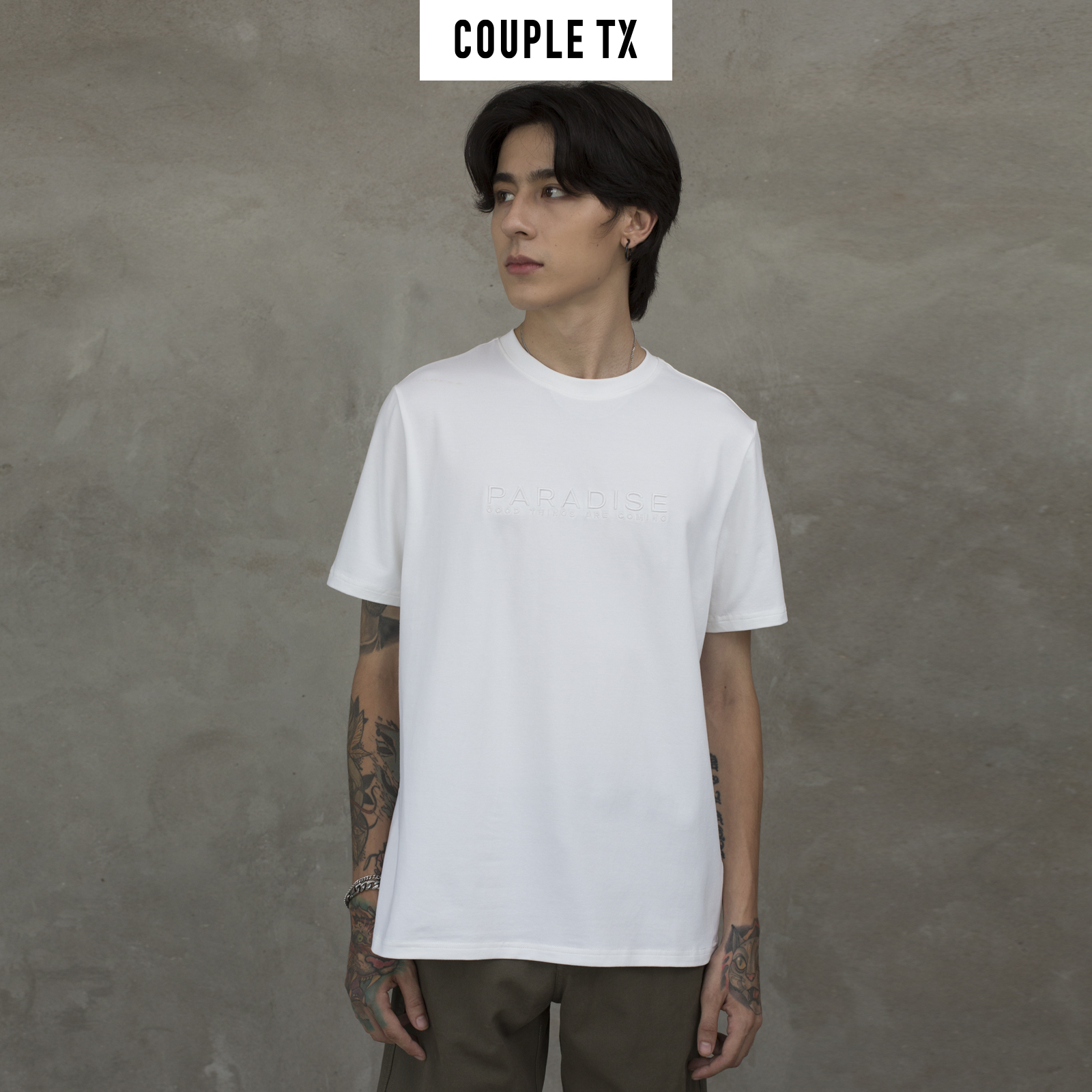 Áo thun Nam Nữ Thêu Typo Paradise Couple TX TS 139