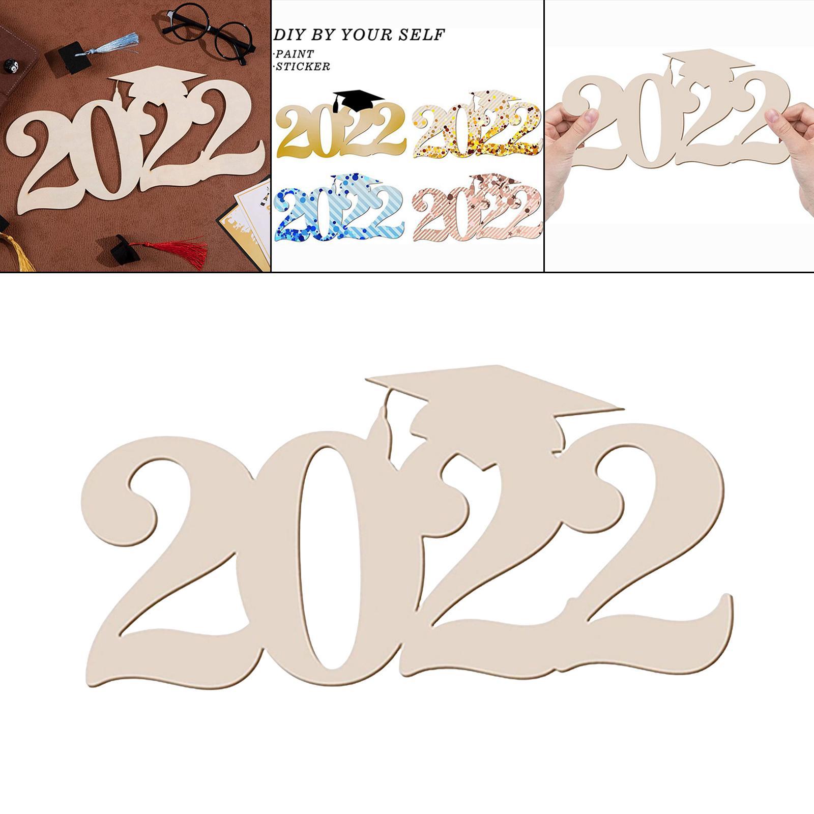 2022 Graduation Wooden Sign Smooth Number Ornaments for Decoration Home Door