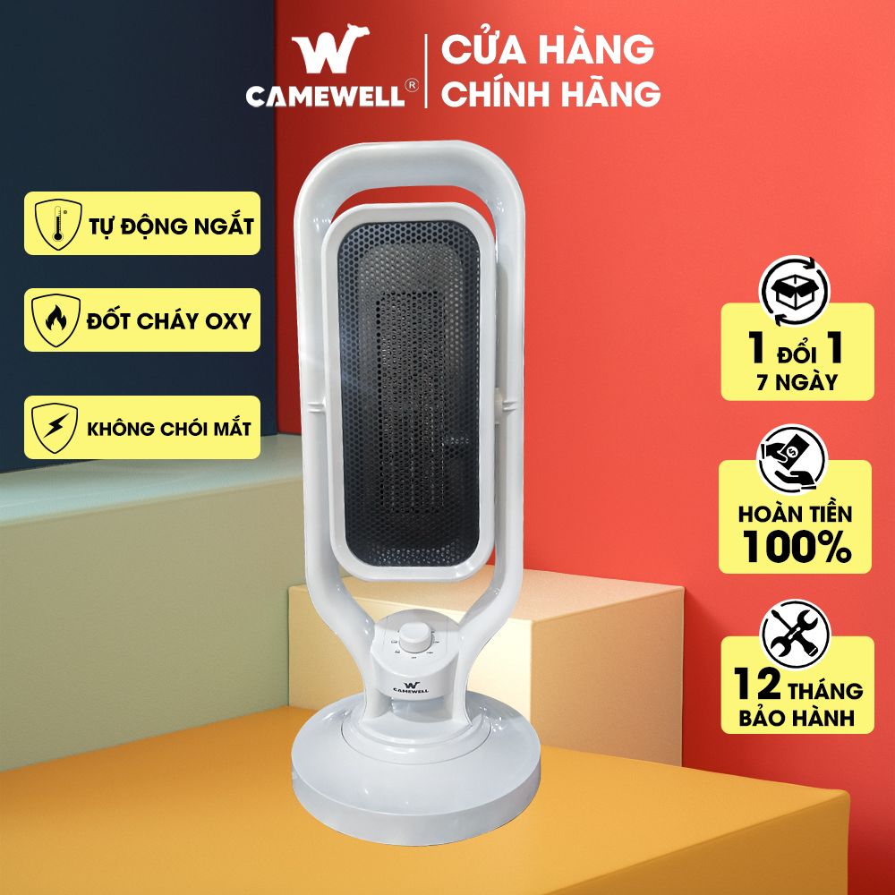 Máy sưởi gốm, đèn sưởi cho bé Ceramic không đốt cháy Oxy, không khô da, chính hãng CameWell H1, công suất 2500W xoay 4 chiều