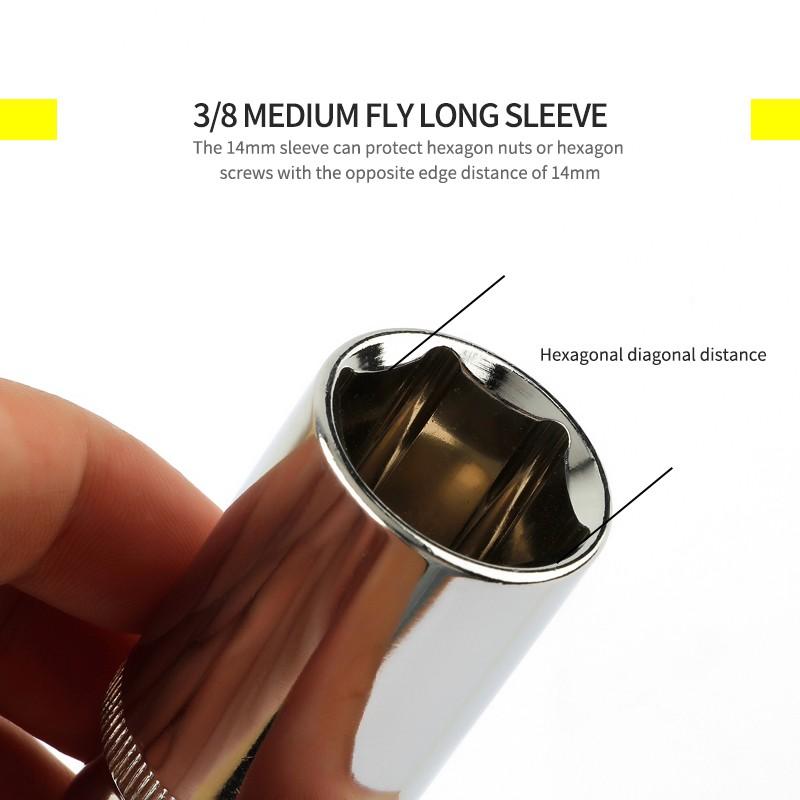 1 đầu nối dài 3/8” 6 lỗ 10mm 8/9/10/11/12/13/14/15/16/17/18/19/20/21/22/24mm