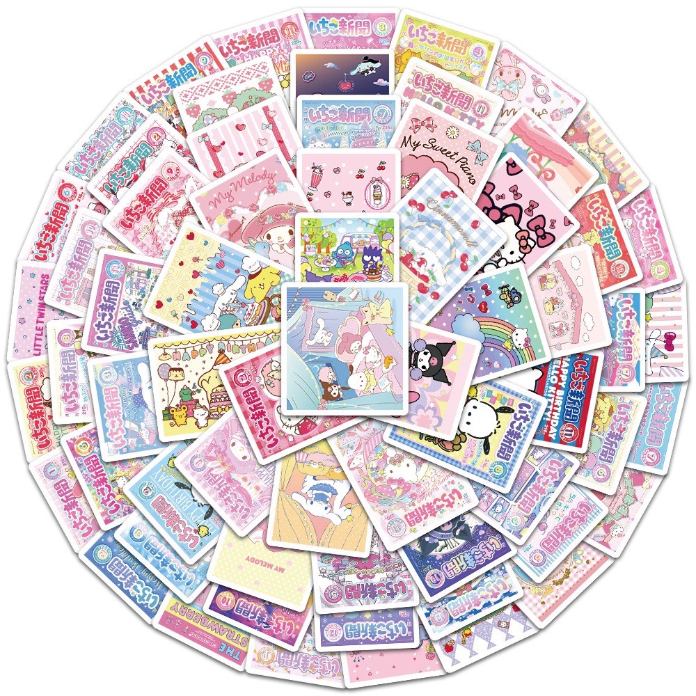 Bộ 65 STICKER Hình Sanrio Hoạt Hình Chống Thấm Nước