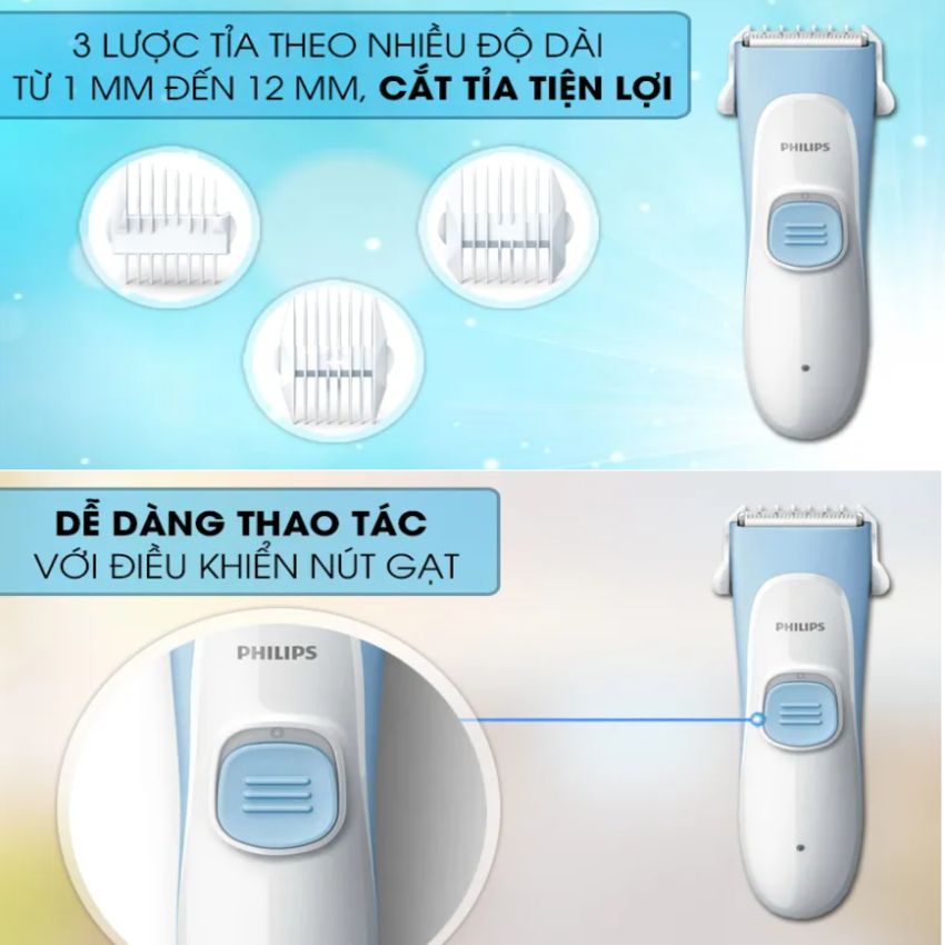 Tông đơ cắt tóc trẻ em thương hiệu Philips HC1055/15 cao cấp - Hàng nhập khẩu