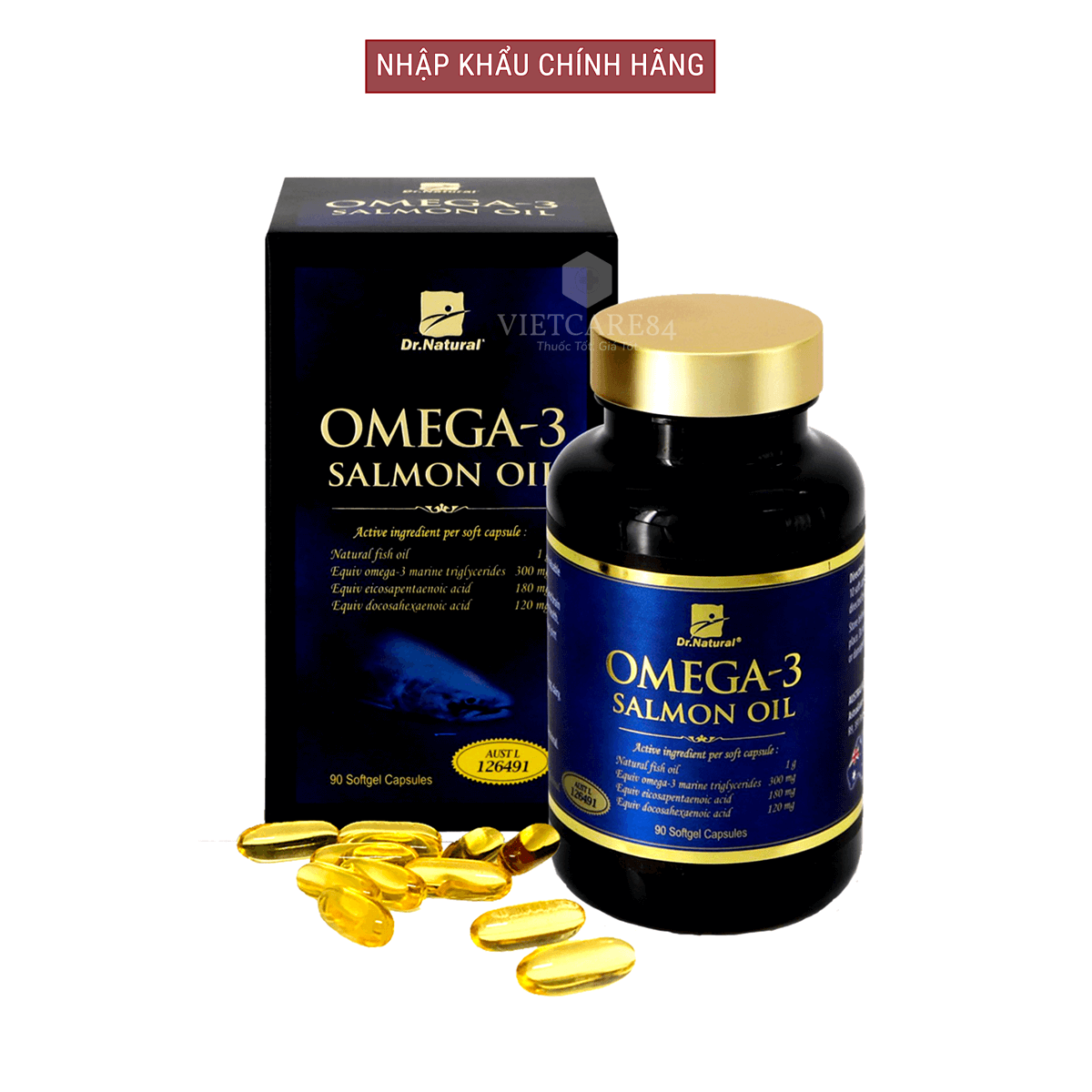 Viên uống Omega 3 dầu cá Hồi nhập khẩu chính hãng Úc OMEGA 3 SALMON OIL hỗ trợ hạ mỡ máu, giảm nguy cơ xơ vữa động mạch, cung cấp các chất dinh dưỡng cần thiết cho não bộ, tốt cho mắt