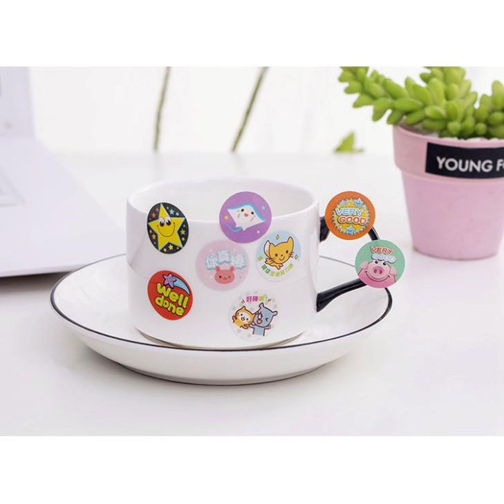 Set 10 Tấm Sticker Khen Thưởng Cho Bé Yêu Hình Mặt Cười, Ngôi Sao