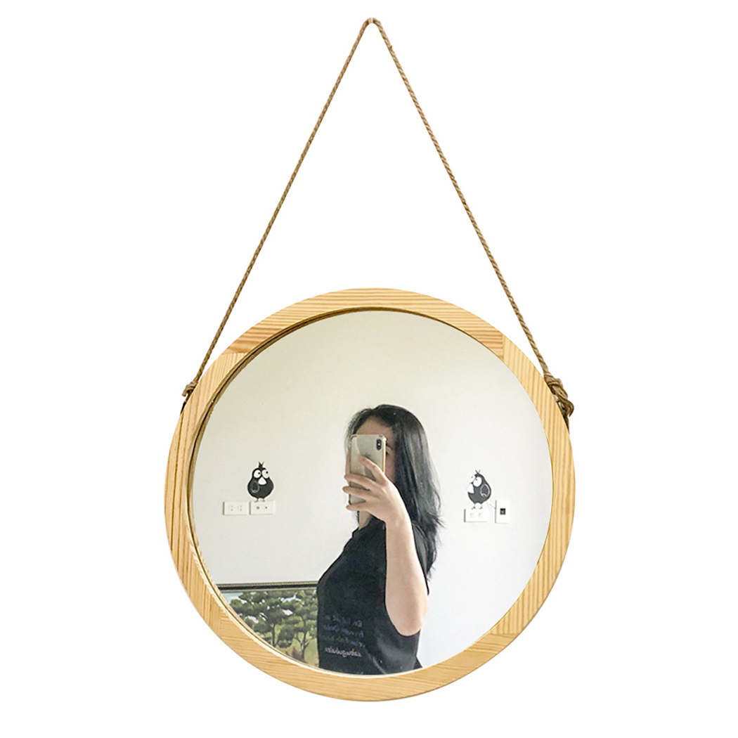 Gương Tròn Treo Tường Vuadecor Gương Tròn Viền Gỗ Thông Mỹ - Circle Mirror