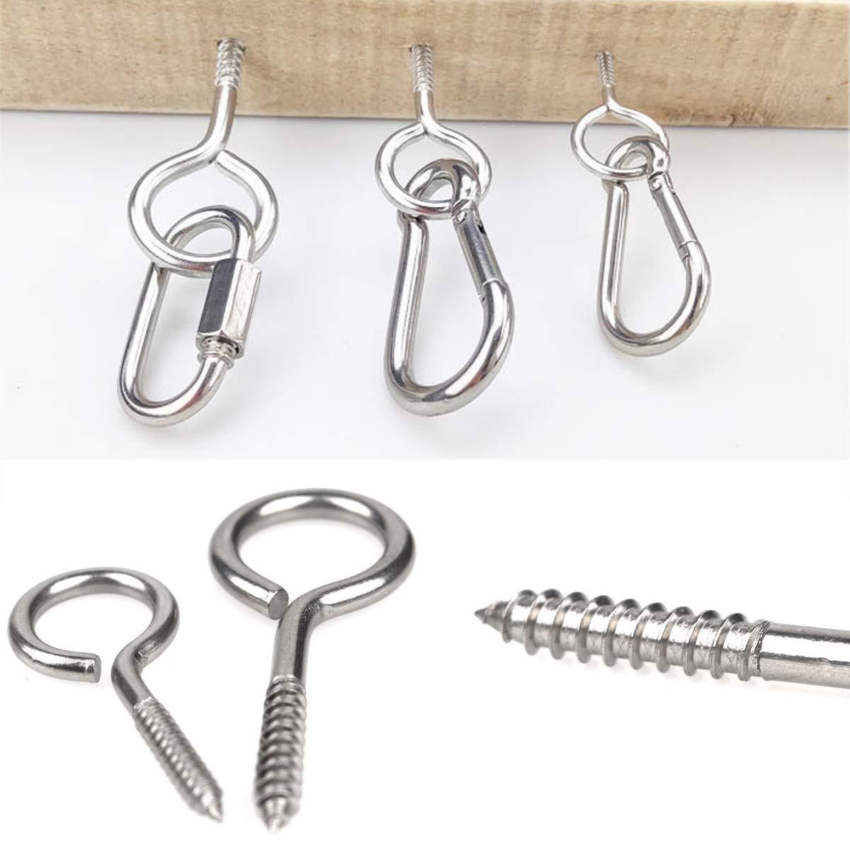 10 cái M4 x 50 Vít cừu mắt tròn Bu lông mắt bằng thép không gỉ 304 với sợi gỗ Vít gỗ tự vòng Vít khai thác Vít tự khoan để sử dụng ngoài trời và trong nhà