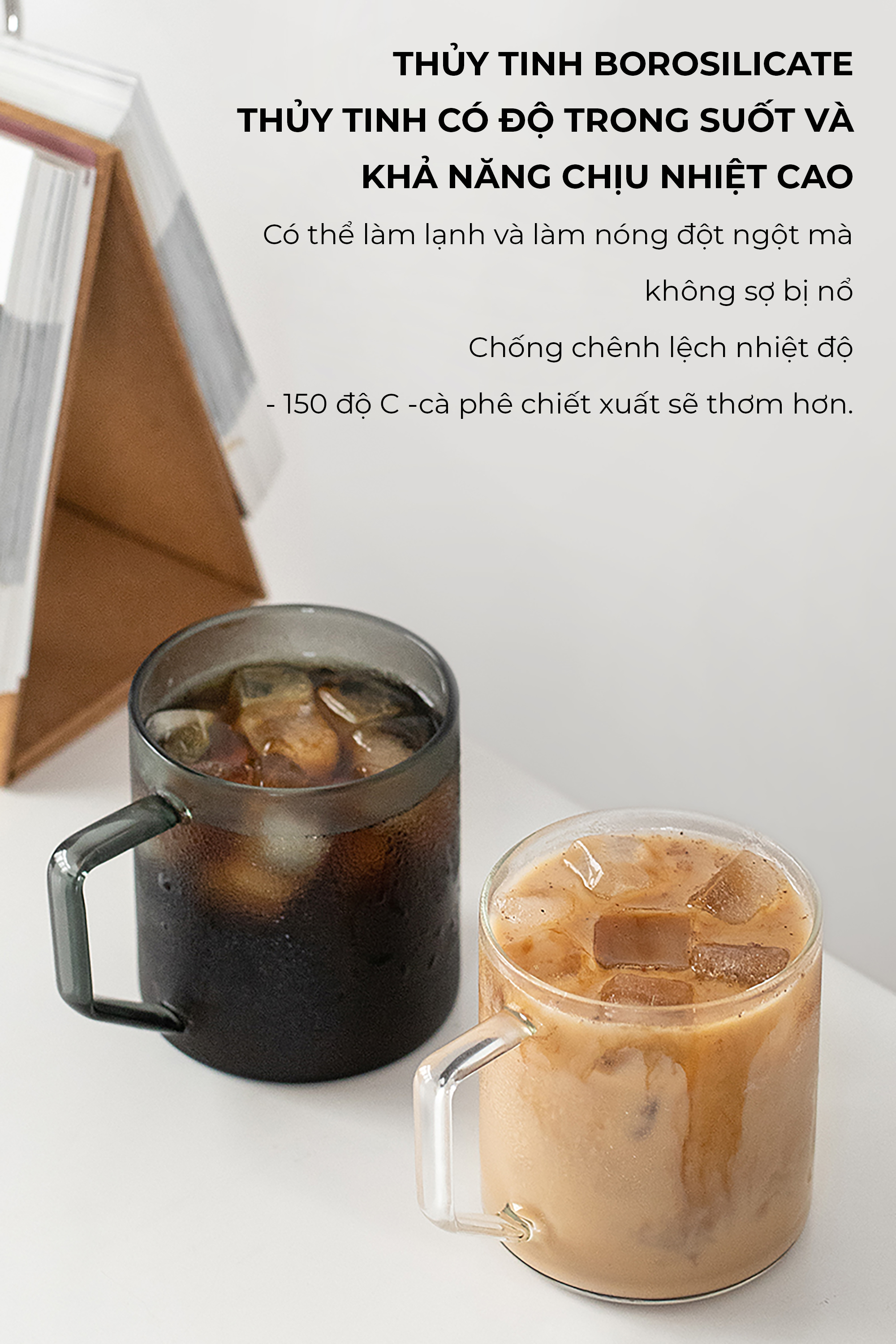 Ly thủy tinh uống trà cà phê 360ml CAFE DE KONA