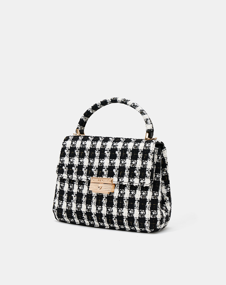 Túi Xách Nữ Thời Trang JUNO Cỡ Nhỏ Top Handle Phối Tweed TXN748