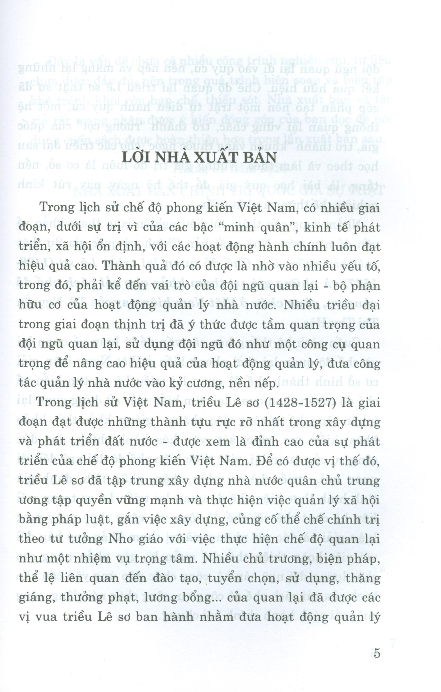 Chế Độ Quan Lại Triều Lê Sơ (1428-1527) Và Những Giá Trị Tham Khảo Cho Cải Cách Chế Độ Công Vụ, Công Chức Ở Việt Nam Hiện Nay