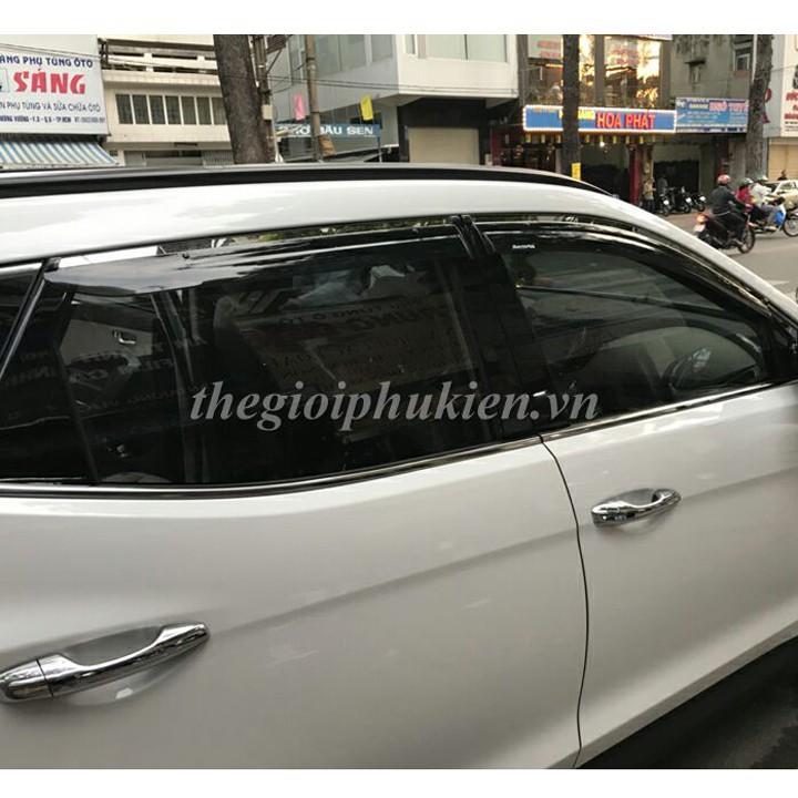 Bộ vè che mưa Hyundai Santafe 2019 chỉ mạ Crom cao cấp
