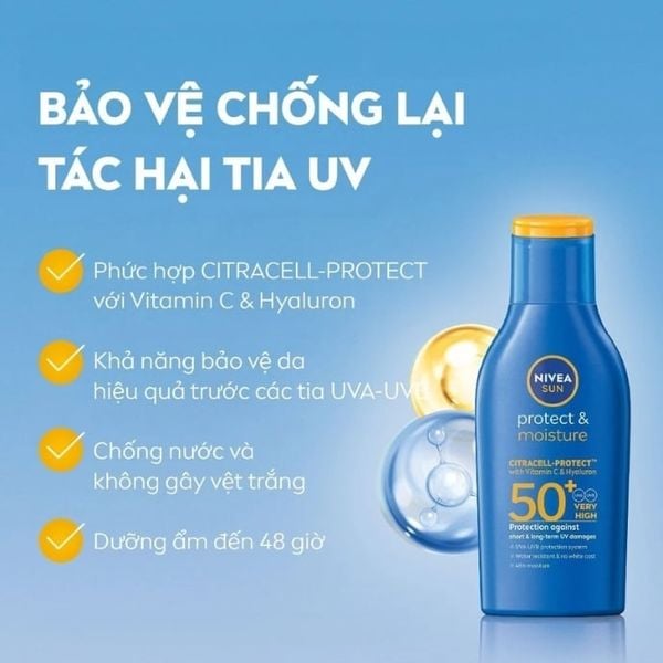 Sữa Chống Nắng Toàn Thân Nivea Cấp Ẩm Mỏng Nhẹ SPF50+ 75ml 85673