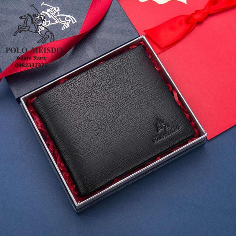 Ví Da Bò Nam Cao Cấp Hàng Hiệu POLO MEISDO Full Hộp Phù Hợp Làm Quà Biếu Tặng Sinh Nhật Bảo Hành 2 Năm