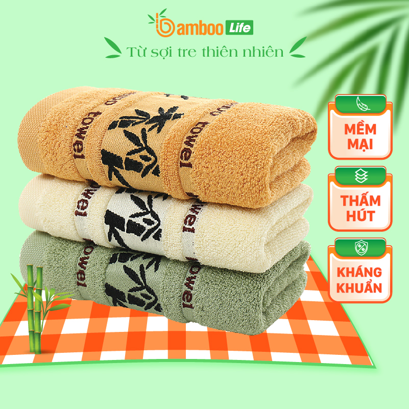 Khăn tắm sợi tre Bamboo Life hàng chính hãng Khăn lau người lau đầu mềm mại kháng khuẩn siêu thấm hút an toàn cho da ngay cả với trẻ sơ sinh BL087