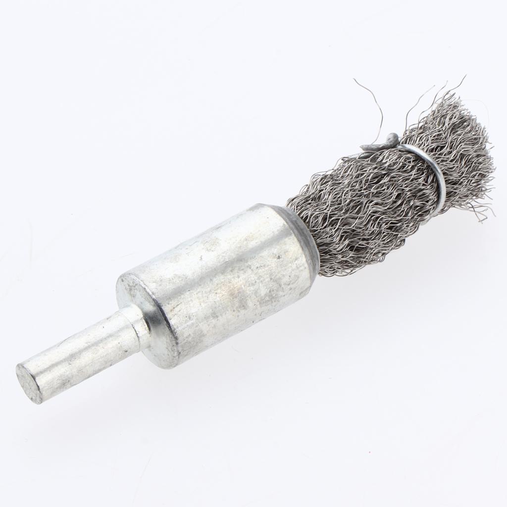 2 Piece Stainless Steel Pen Shape Crimped Wire Brush 6mm Shank 6 x 16mm 0.15