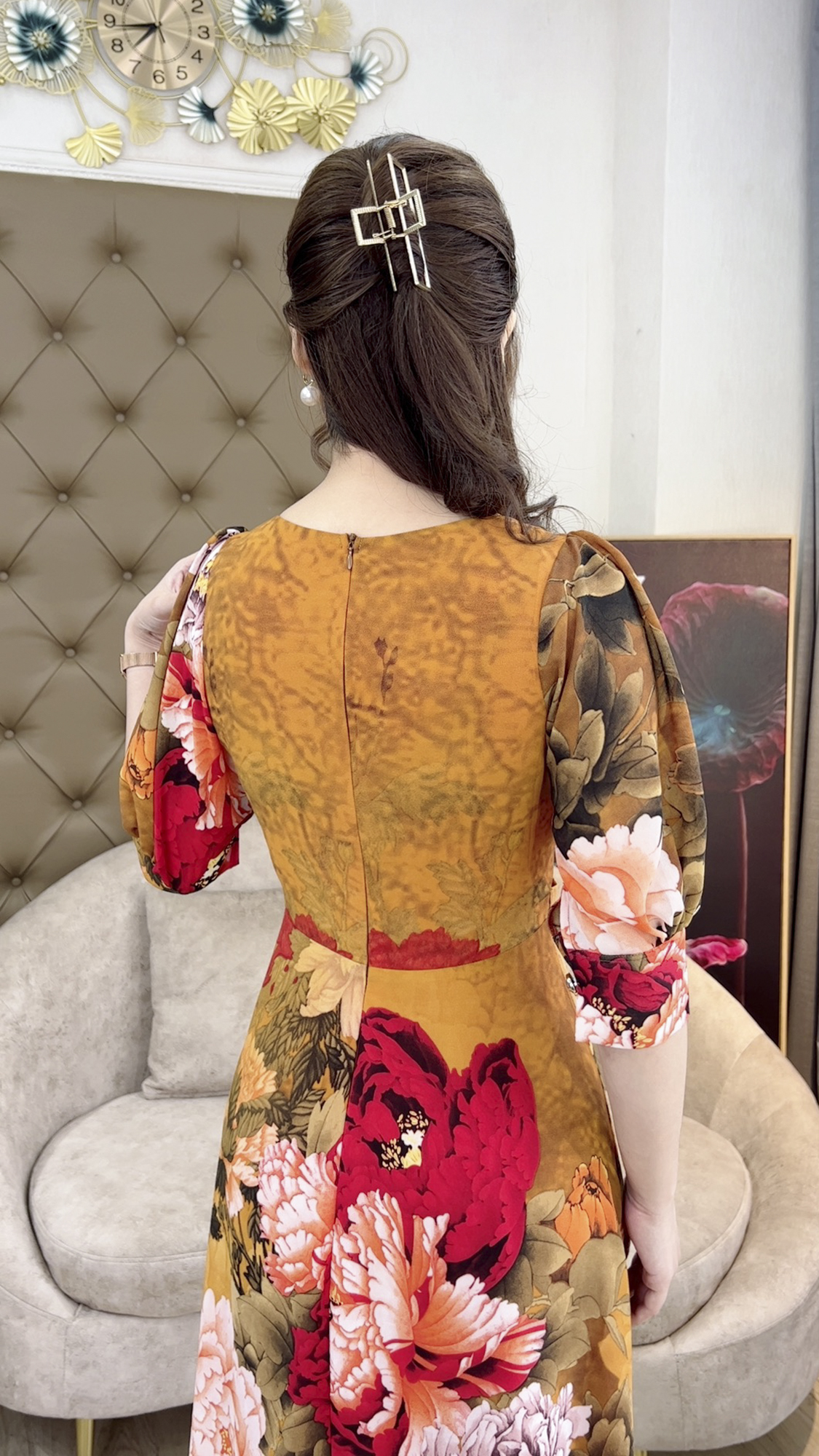 Đầm Trung Niên [ Linh Trà ] (TM 386) Trẻ Trung Trang Nhã Thanh Lịch Đi Làm Đi Tiệc Cho Bà Cho Mẹ