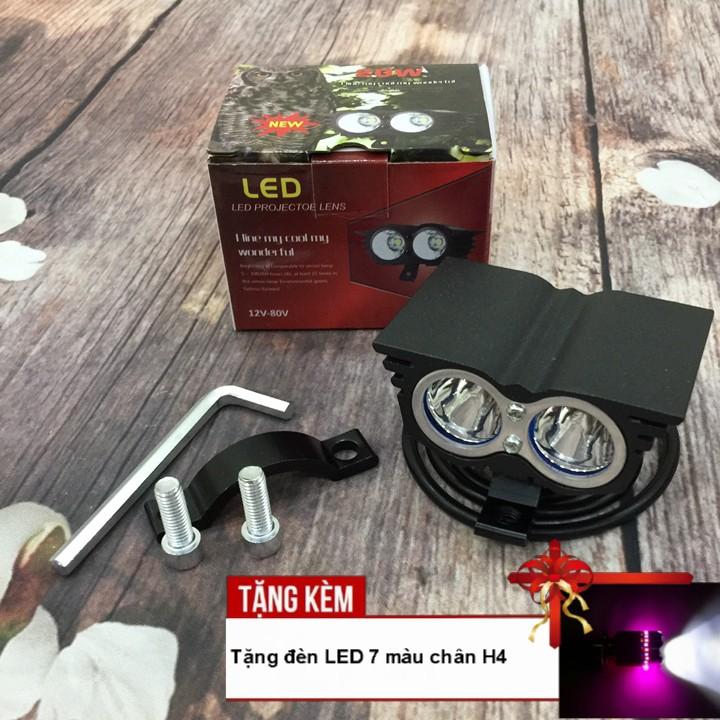 Đèn mắt cú L2 trợ sáng cho ô tô xe máy A219-TK07 - Tặng kèm đèn LED 7 màu chân H4