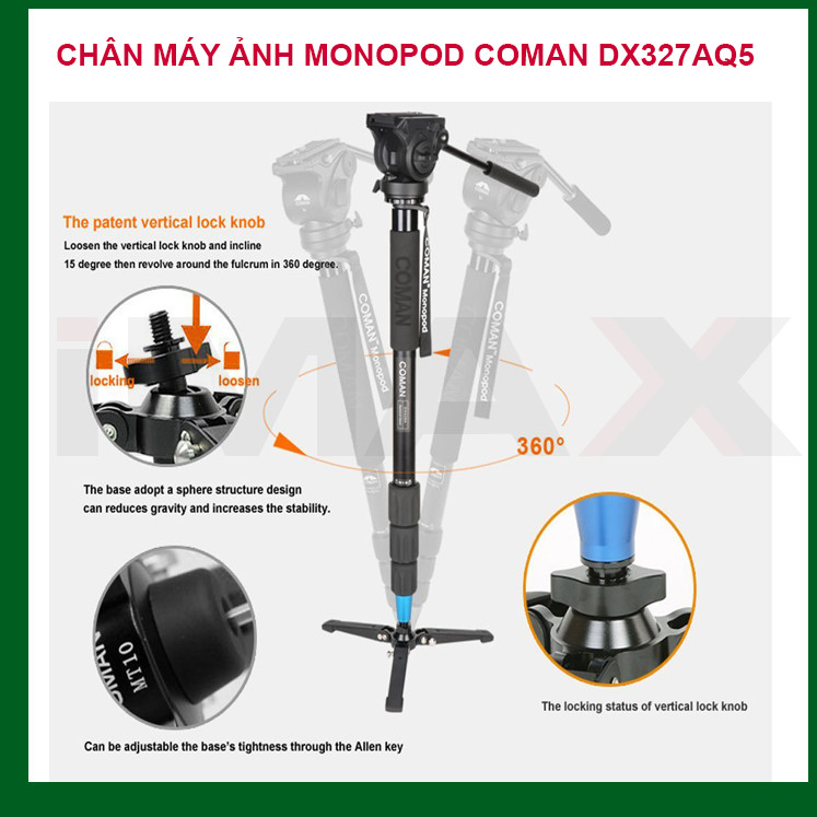 CHÂN MÁY ẢNH MONOPOD COMAN DX327AQ5 - HÀNG CHÍNH HÃNG