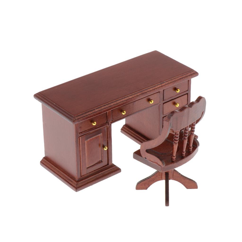 1/12 Dollhouse Miniature Wooden Bedroom Furniture Kit Chair Decor