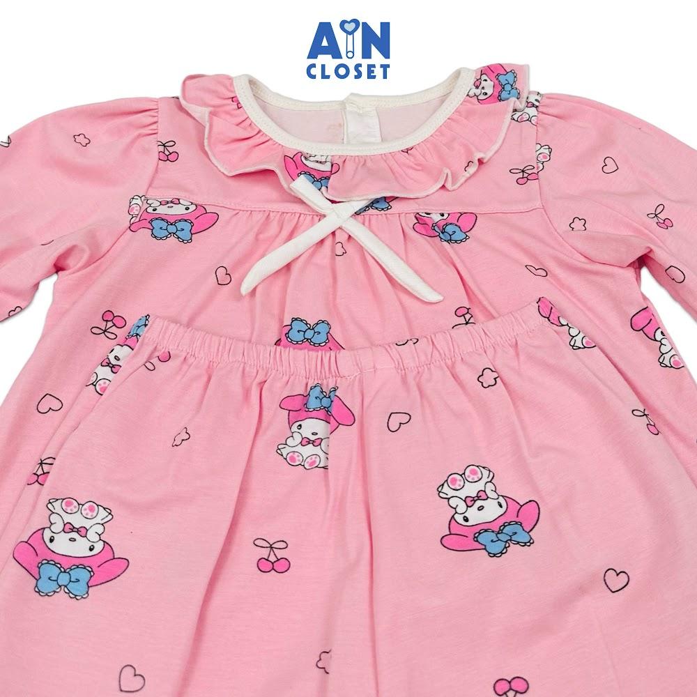 Bộ quần áo Dài bé gái họa tiết Thỏ Melody Hồng Thun cotton - AICDBGELLEJI - AIN Closet