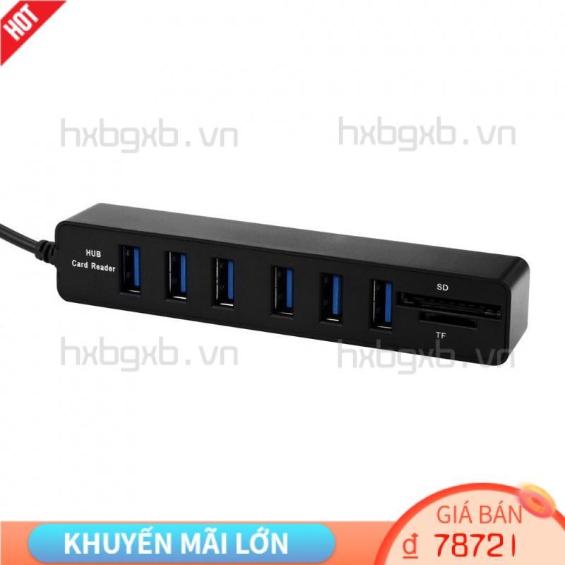Cable Hub USB 2 0 6 Ports Wire Splitter High-speed Computer Power Cord Adapter with TF SD Card Reader