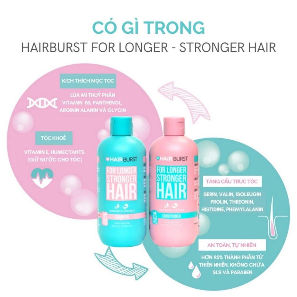Set Gội Xả Hairburst Kích Thích Tóc Mọc Dài Hơn Chắc Khỏe Hơn 350ml/Chai
