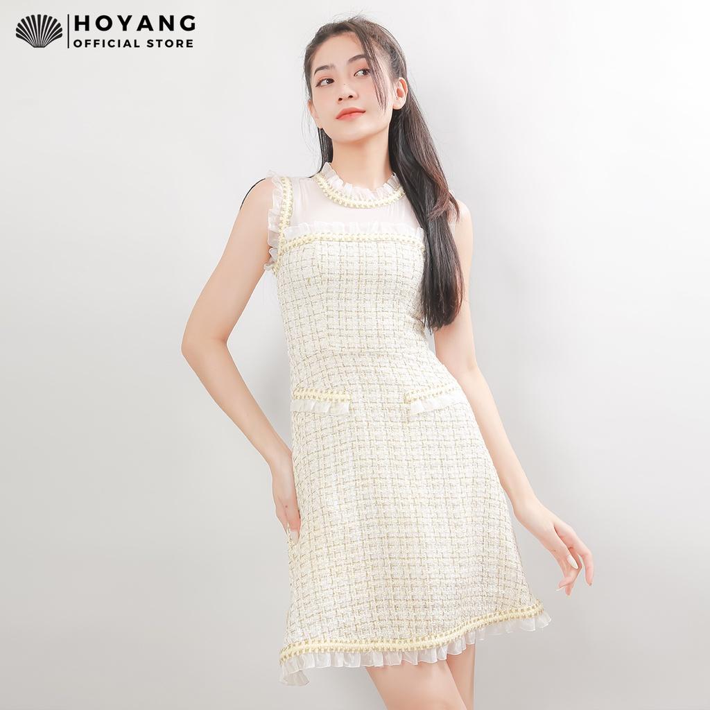 Đầm Dạ Tweed Phối Ren Sang Trọng HOYANG DHY69