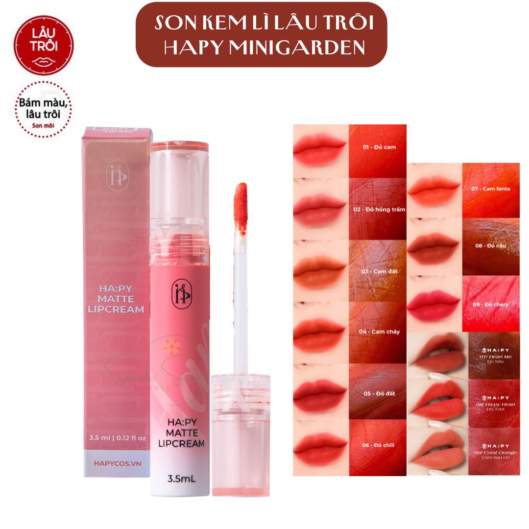 Son kem lì HA:PY Matte Lip Cream bám màu lâu trôi 3.5ml - Phiên bản son Roses mẫu mới