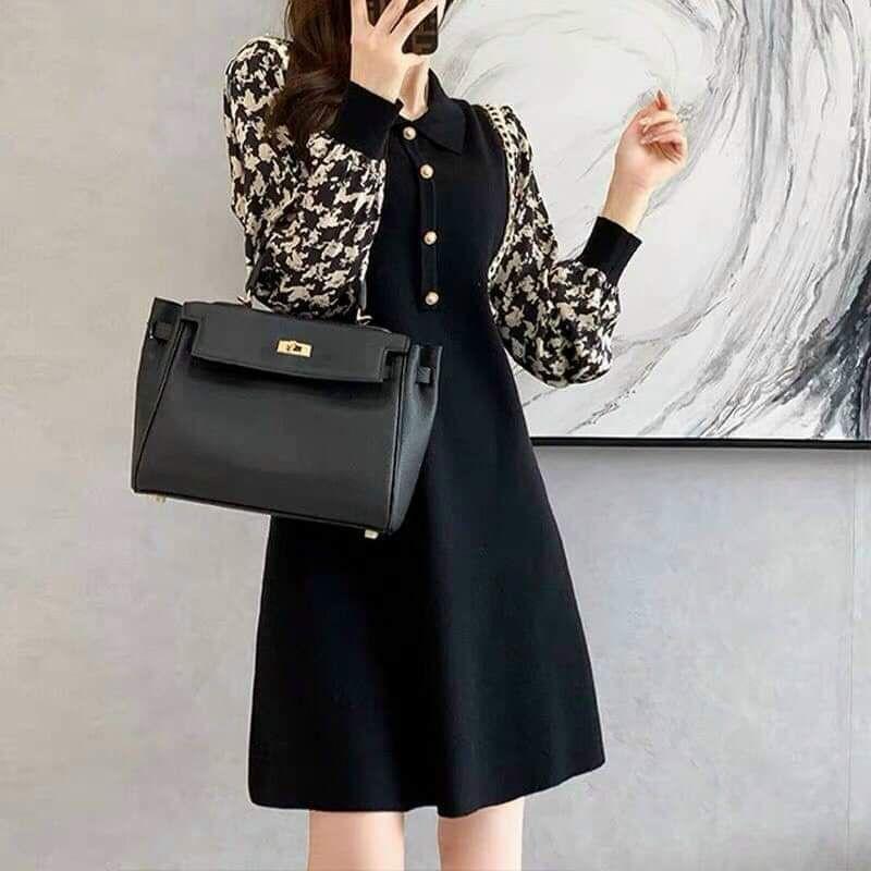 HÀNG NHẬP - ĐẦM LEN PHỐI LỤA ZICZAC