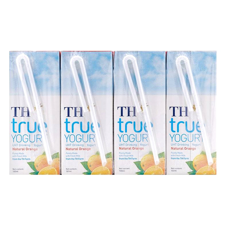 Thùng Sữa Chua Uống Tiệt Trùng Hương Cam Tự Nhiên TH True Yogurt (180ml x 48 Hộp)