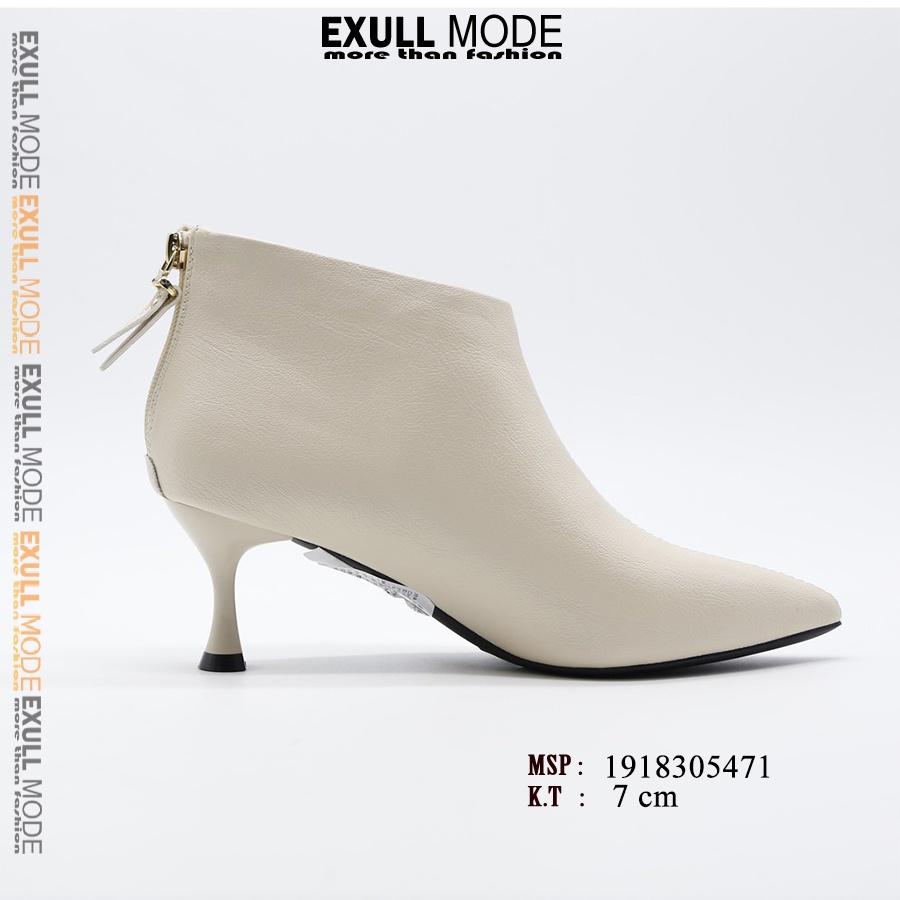 Giày Boot Nữ, boot nữ da màu trắng ngà lịch thiệp trẻ trung, chính hãng Exull Mode 1918305471