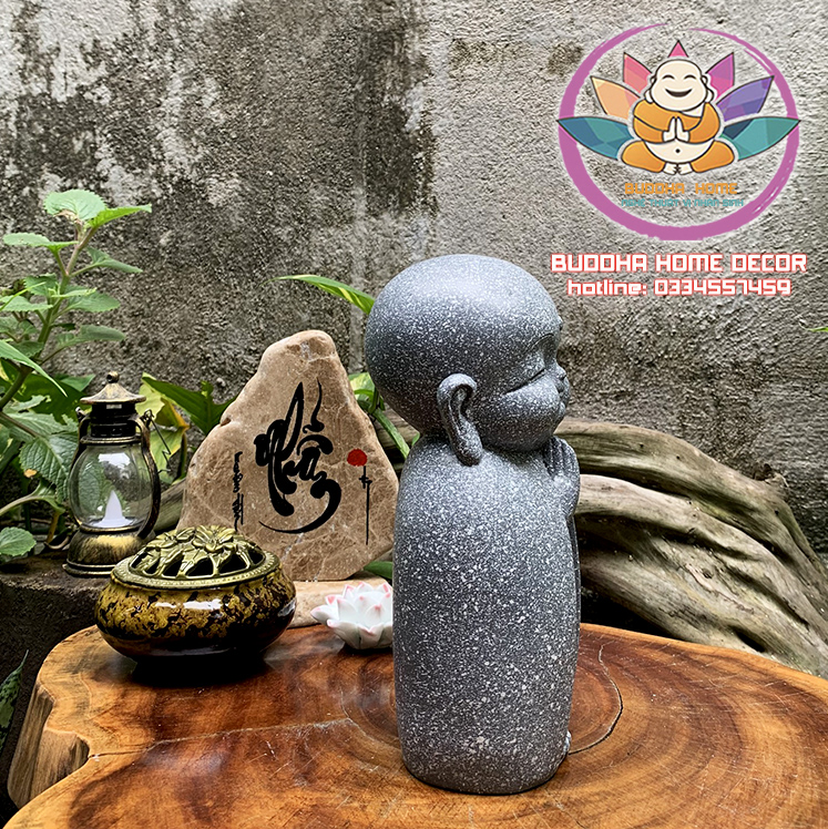 Chú tiểu decor hiện đại 21 cm trang trí nhà cửa màu xám