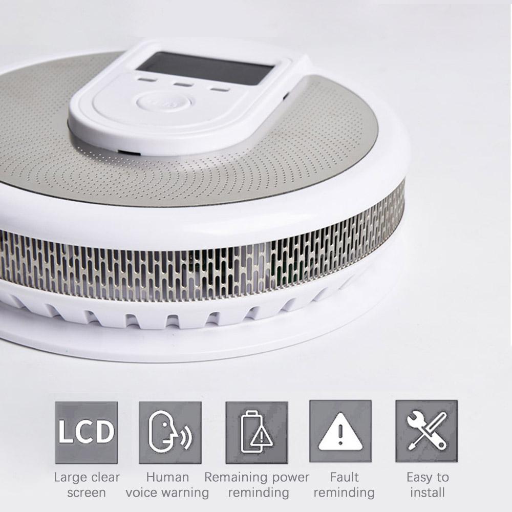 Máy Phát Hiện Khói Carbon Monoxide Kết Hợp Máy Dò Khói Co Hoạt Động Với Màn Hình Lcd Cảnh Báo Bằng Giọng Nói Của Con Người