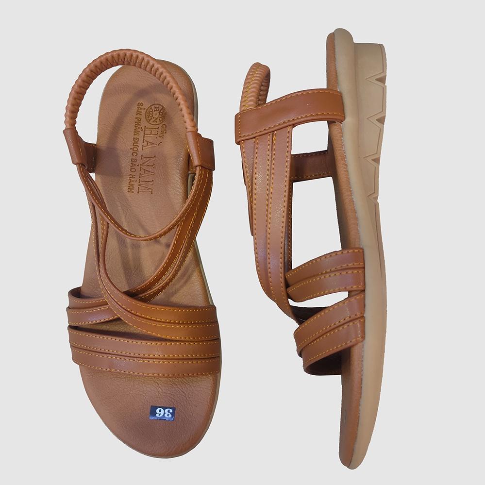 Giày Sandal Nữ Đế Bệt TiTi ĐÔ Da Bò Thật Cao Cấp DNU2111c