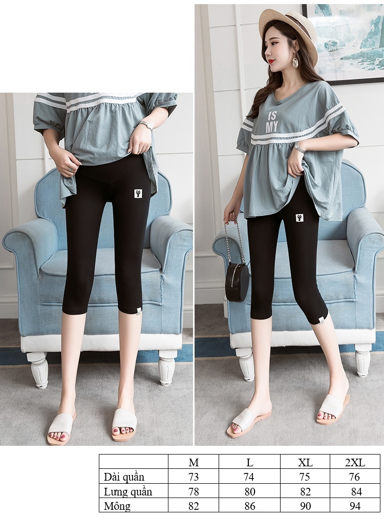 Quần bầu legging thun lưng đen, xám QB50