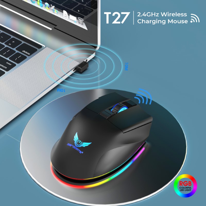 Chuột không dây LED RGB 3200 DPI Gaming Mouse T27 cho máy tính laptop hàng nhập khẩu