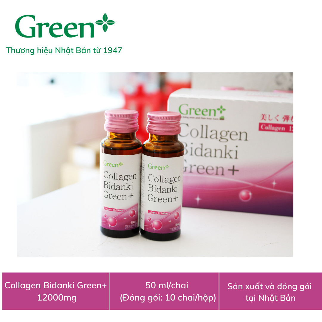 Nước uống Collagen Nhật Bản - Collagen Bidanki Green+ đẹp da, chống lão hóa