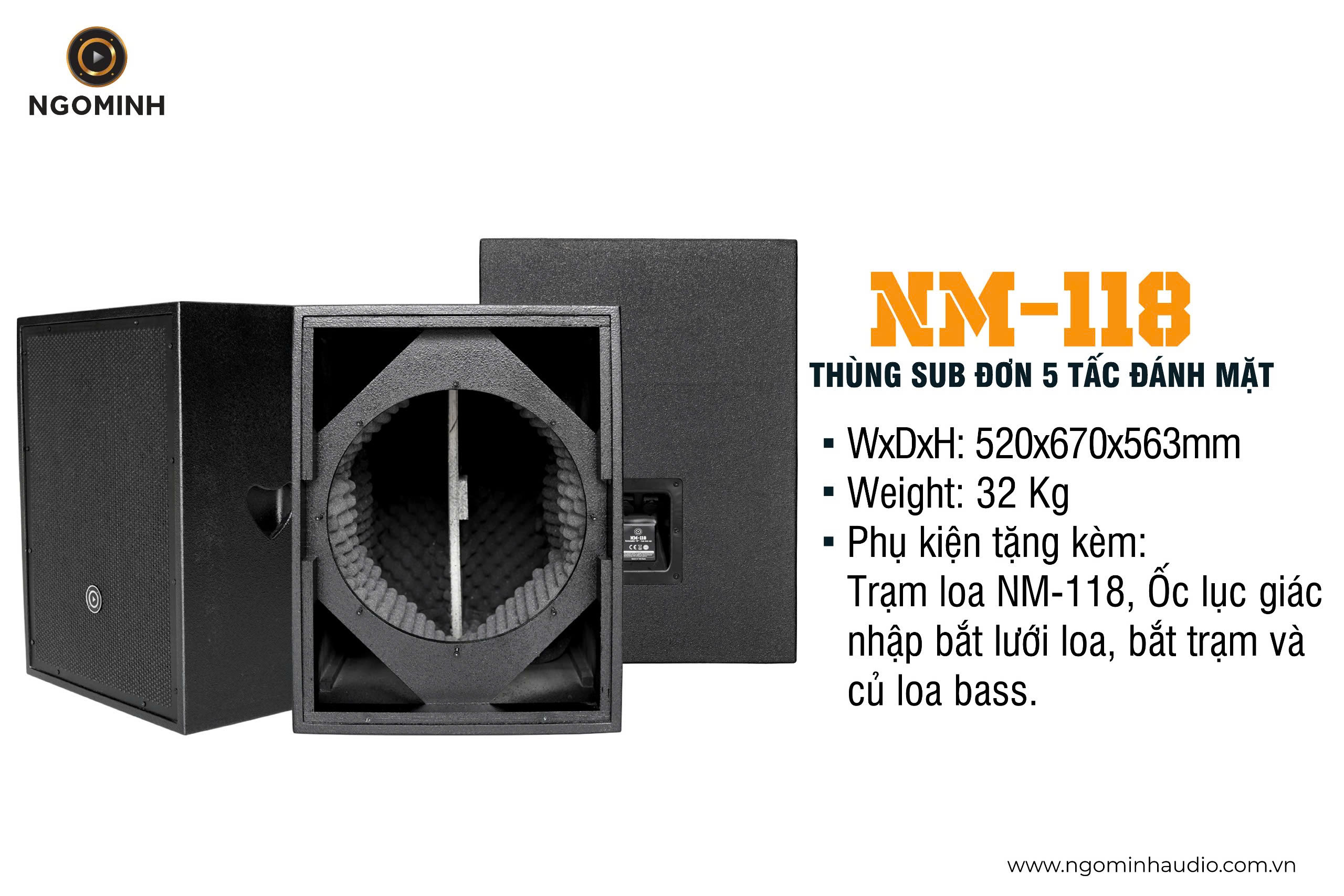 THÙNG SUB MẶT ĐƠN 5 TẤC NM-118 - Hàng Chính Hãng
