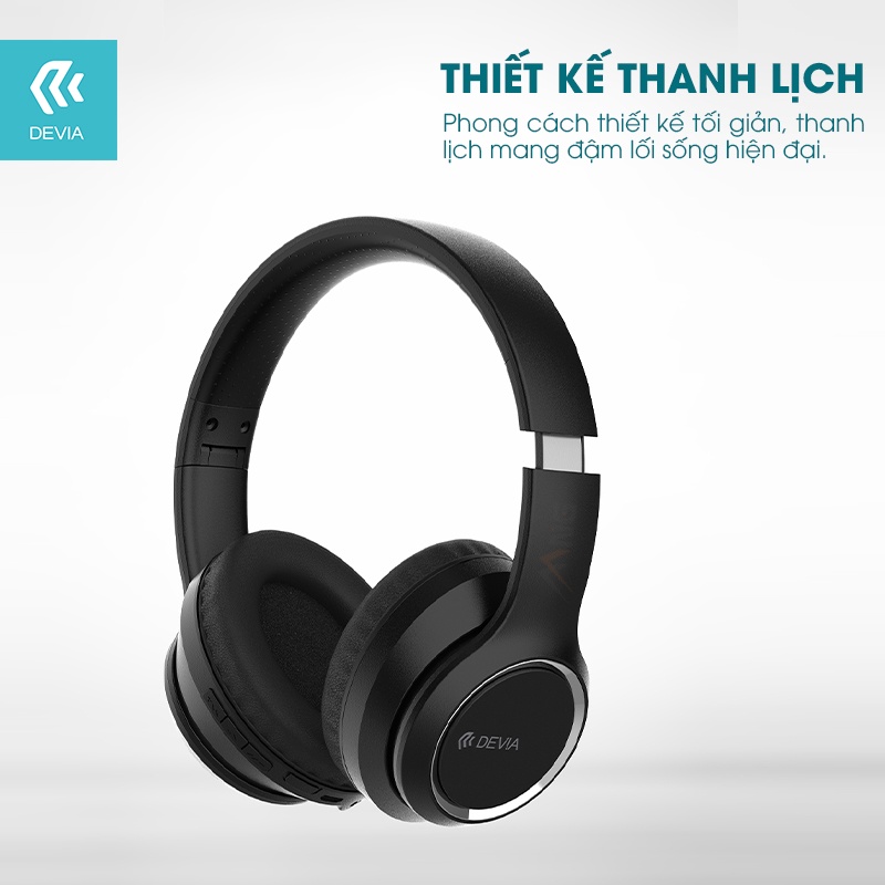 Headphone Tai Nghe Bluetooth Không dây chụp tai DEVIA Kington series có mic nghe nhạc liên tục 18H Hàng chính hãng