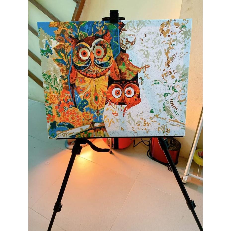 (Loại Khung dày 2.5cm) Tranh sơn dầu số hóa DV4396 Chim và Hoa size 40x50cm đầy đủ phụ kiện, sơn bóng