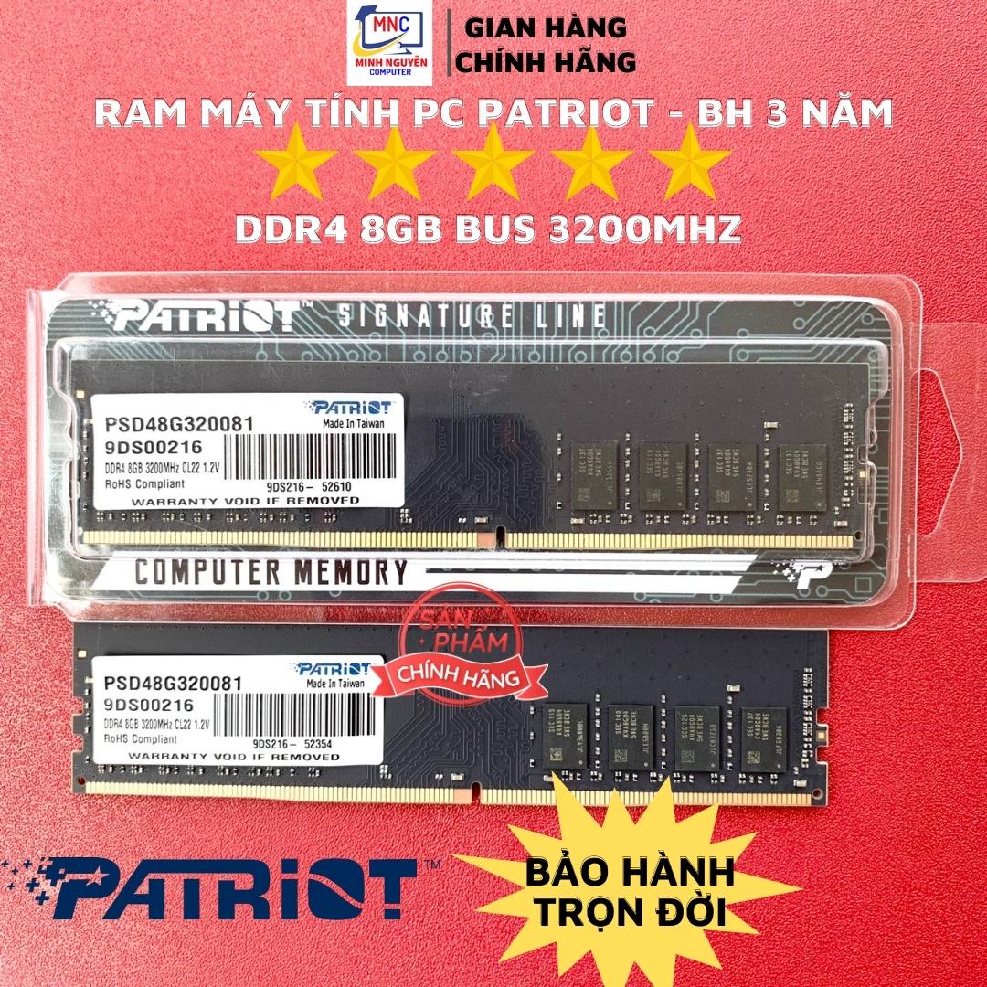 Ram PC DDR4 Patriot 8GB, 16GB Bus 3200 - Bảo Hành Trọn Đời - Hàng Chính Hãng