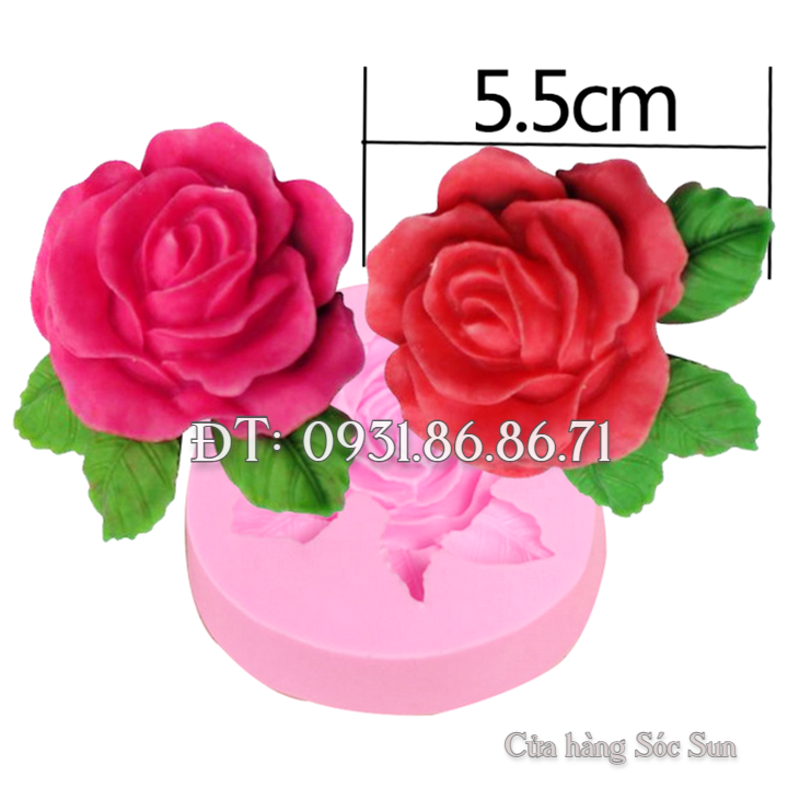 Khuôn silicon hoa hồng 3 lá - Mã số 1706