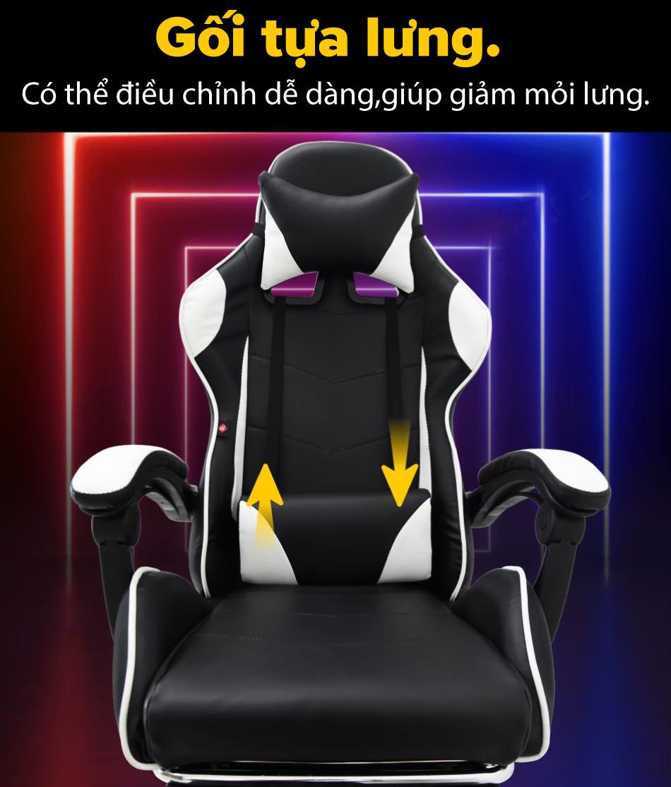 Ghế chơi game cao cấp dành cho game thủ chân xoay nghiêng ngả 135 độ có gác chân mẫu E0201 (Hàng nhập khẩu ) Thái Lan