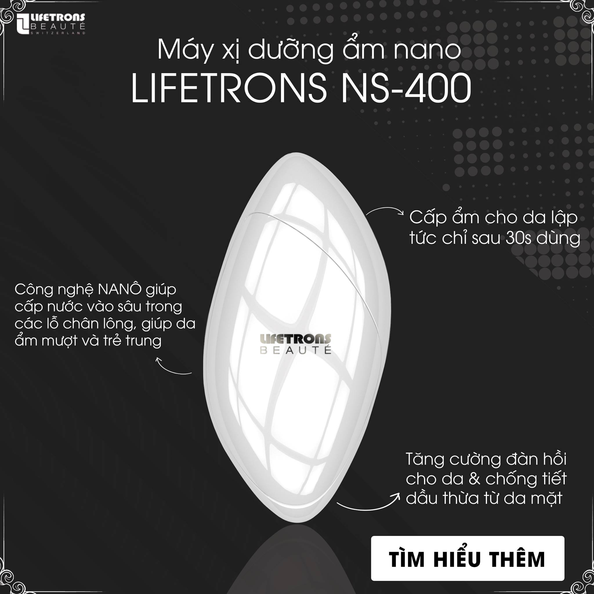 Máy xịt dưỡng ẩm công nghệ Nano siêu nhỏ Lifetrons NS-400