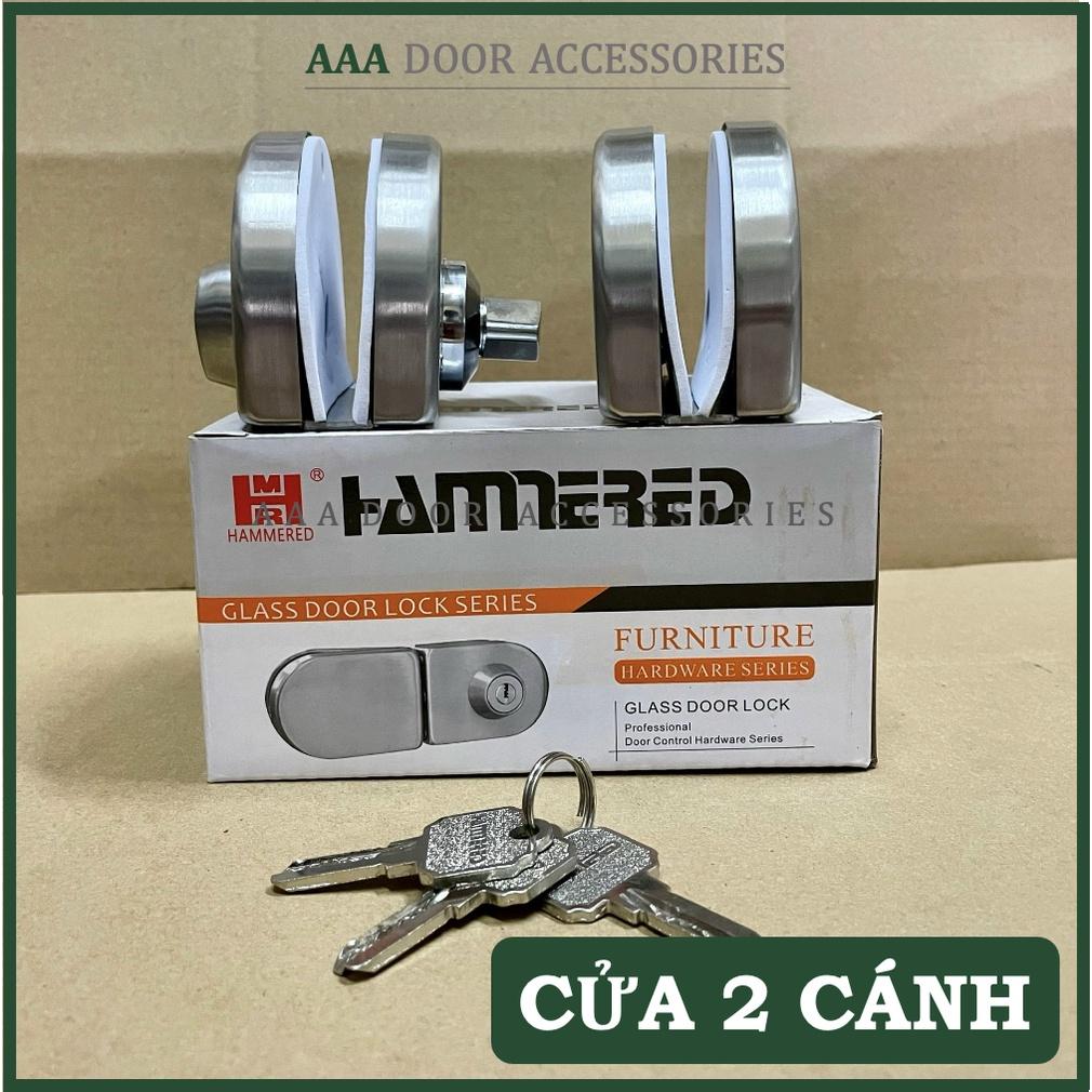 Khoá bán nguyệt cửa lùa kính cường lực HAMMERED 828-03SS INOX mờ